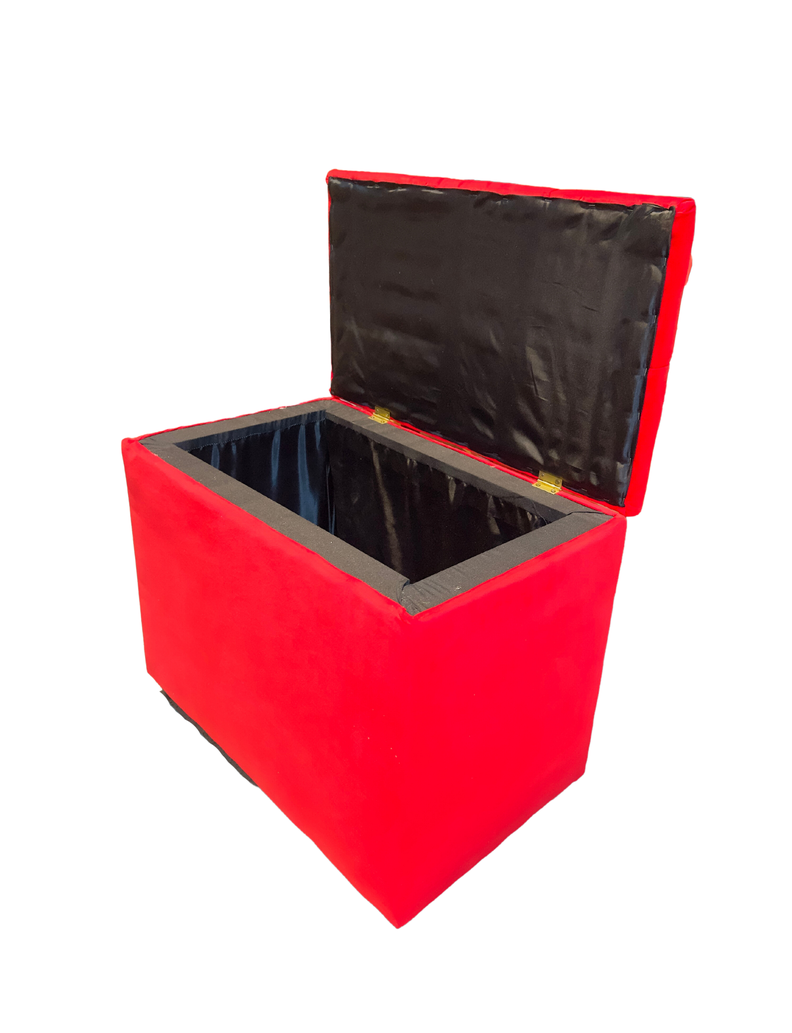 Banqueta Baul Capitone Rojo Felpa Diamante -3