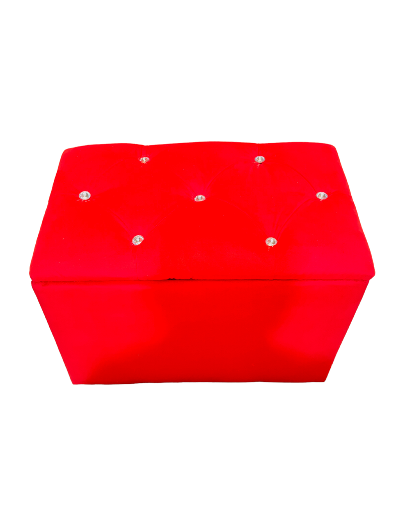 Banqueta Baul Capitone Rojo Felpa Diamante -5