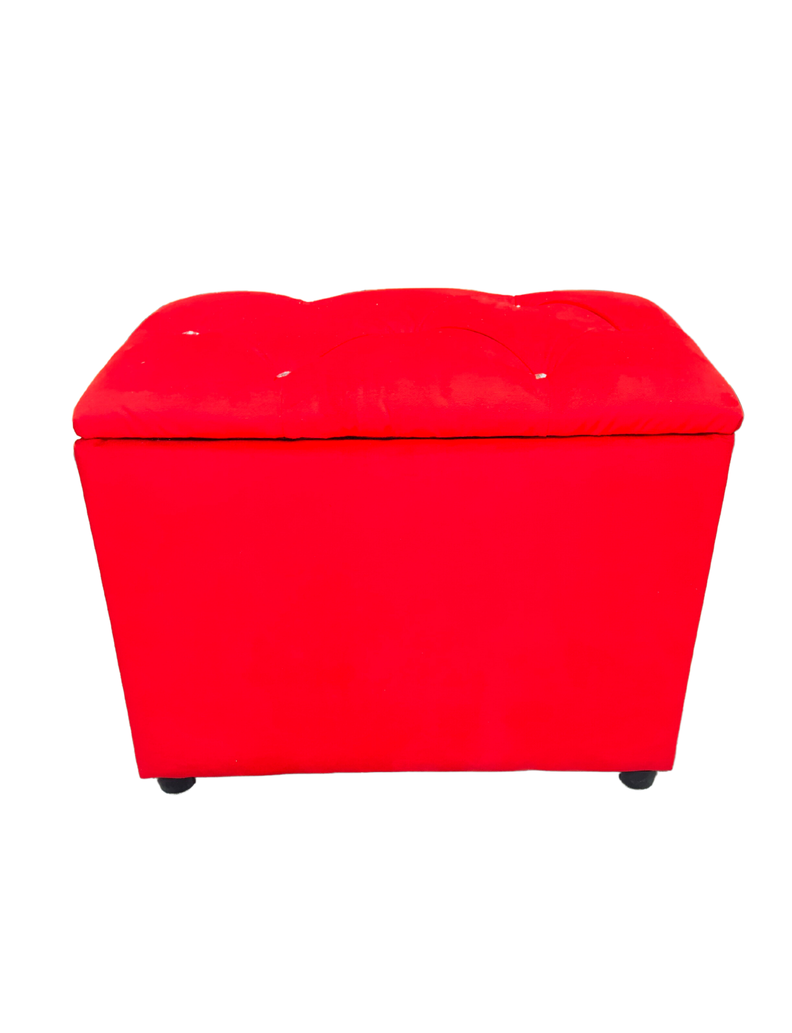 Banqueta Baul Capitone Rojo Felpa Diamante -4
