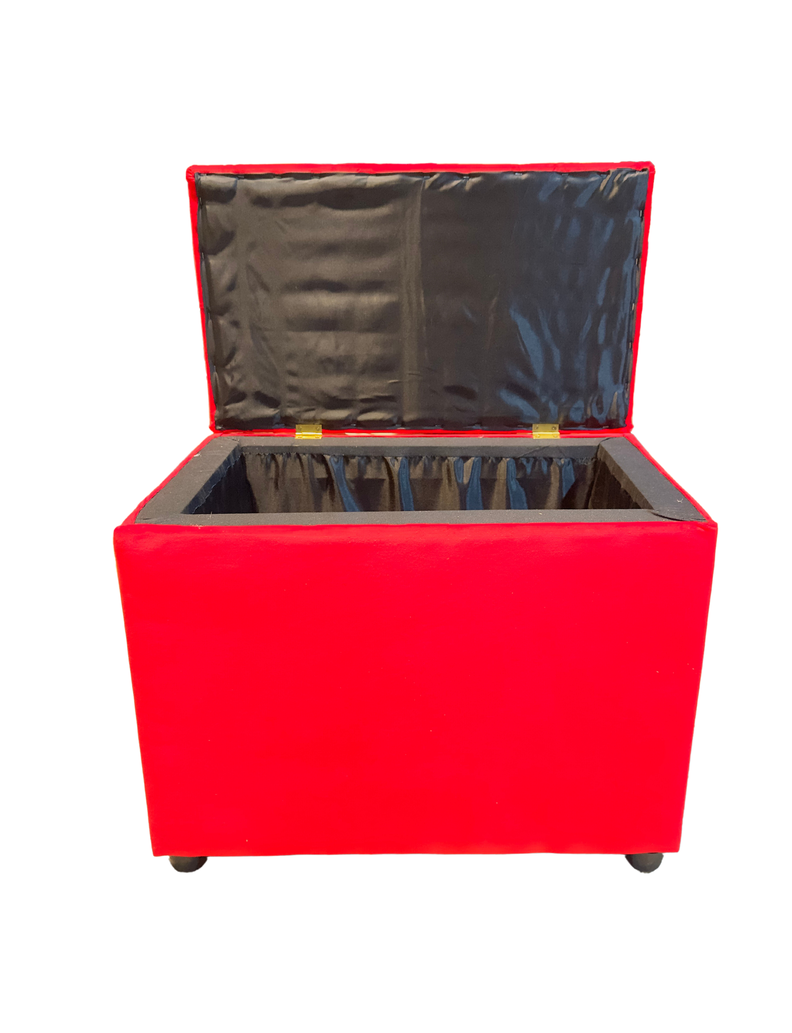 Banqueta Baul Capitone Rojo Felpa Diamante -7