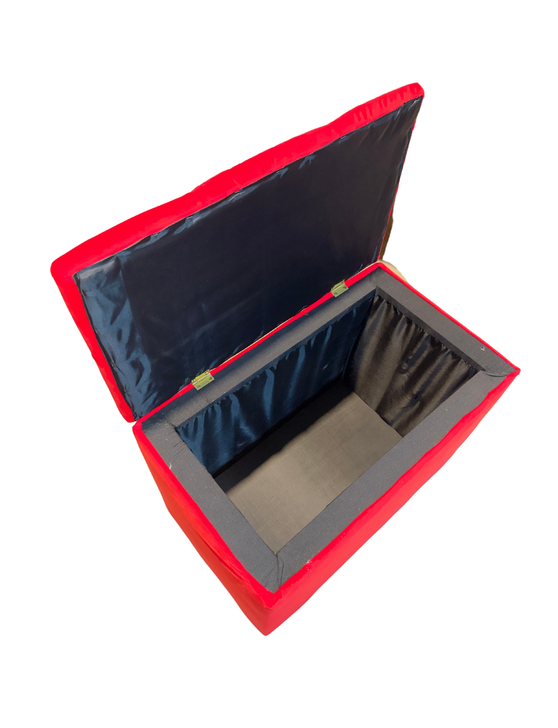 Banqueta Baul Capitone Rojo Felpa Diamante -6