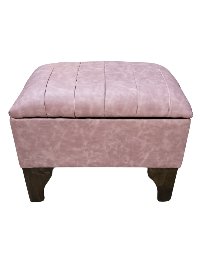 Banqueta Baúl Palo Rosa Eco Cuero 60x40x45x20  Muebles Rimar-0