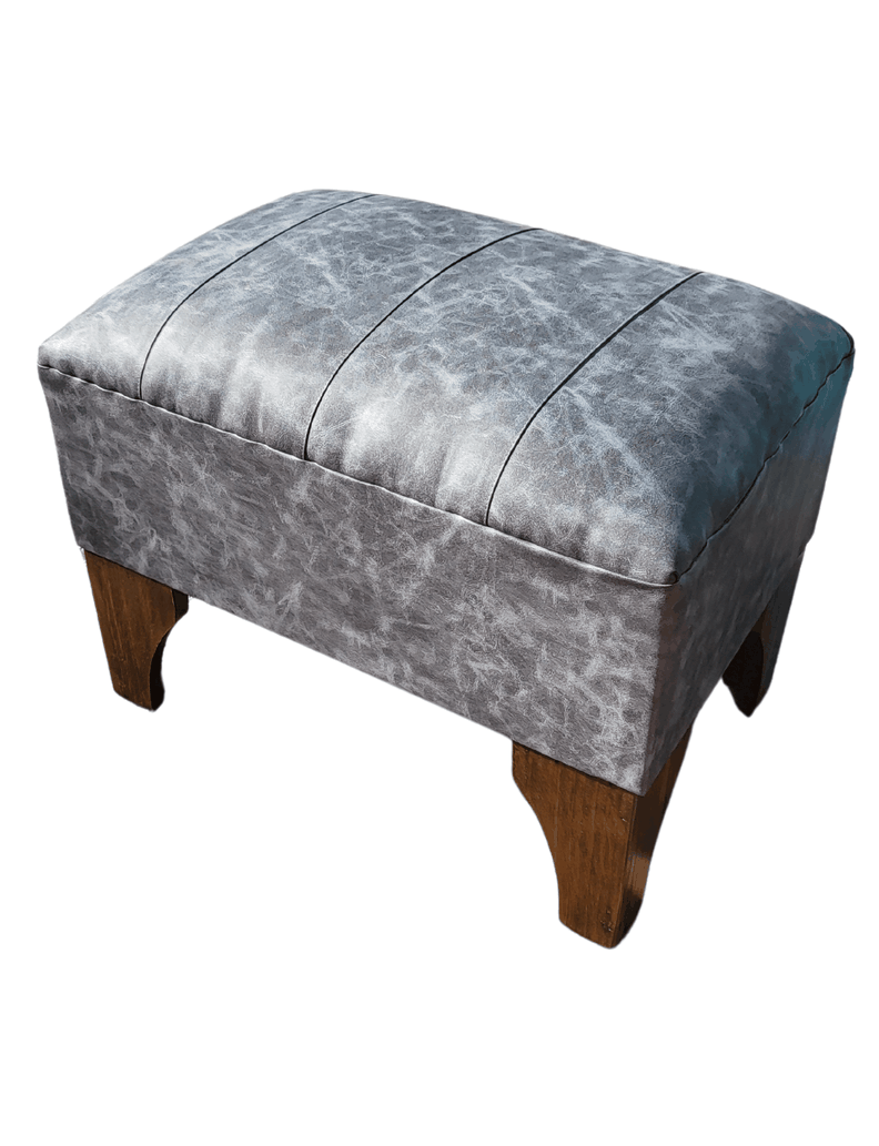 Banqueta Lineal Gris Eco Cuero Estilo Marmoleado 60x40x40 Rimar-3