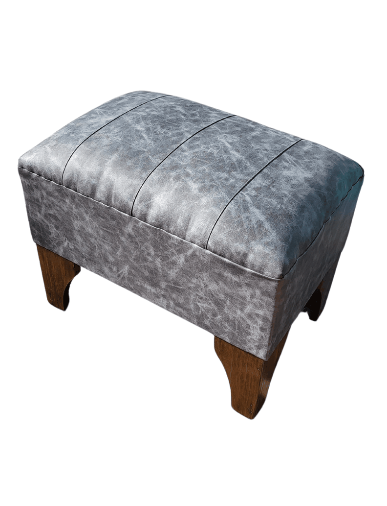 Banqueta Lineal Gris Eco Cuero Estilo Marmoleado 60x40x40 Rimar-4