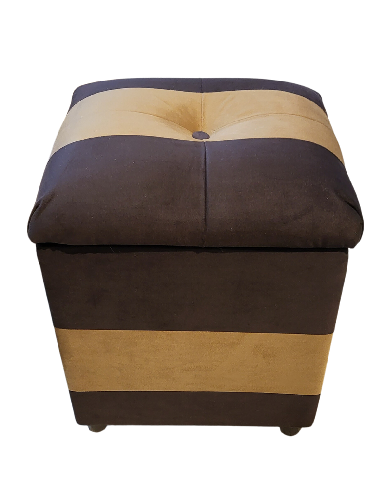 Pouf Baul Bicolor chocolate cafe Felpa 40x33x50 Rimar-4