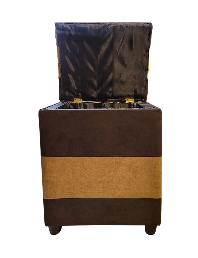 Pouf Baul Bicolor chocolate cafe Felpa 40x33x50 Rimar-5