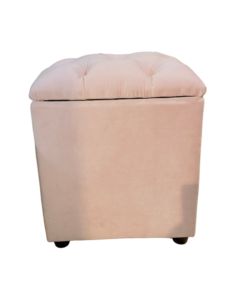 Pouf Baul Capitoné Rosa Pastel Diamante -7