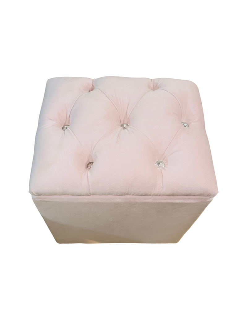 Pouf Baul Capitoné Rosa Pastel Diamante -3