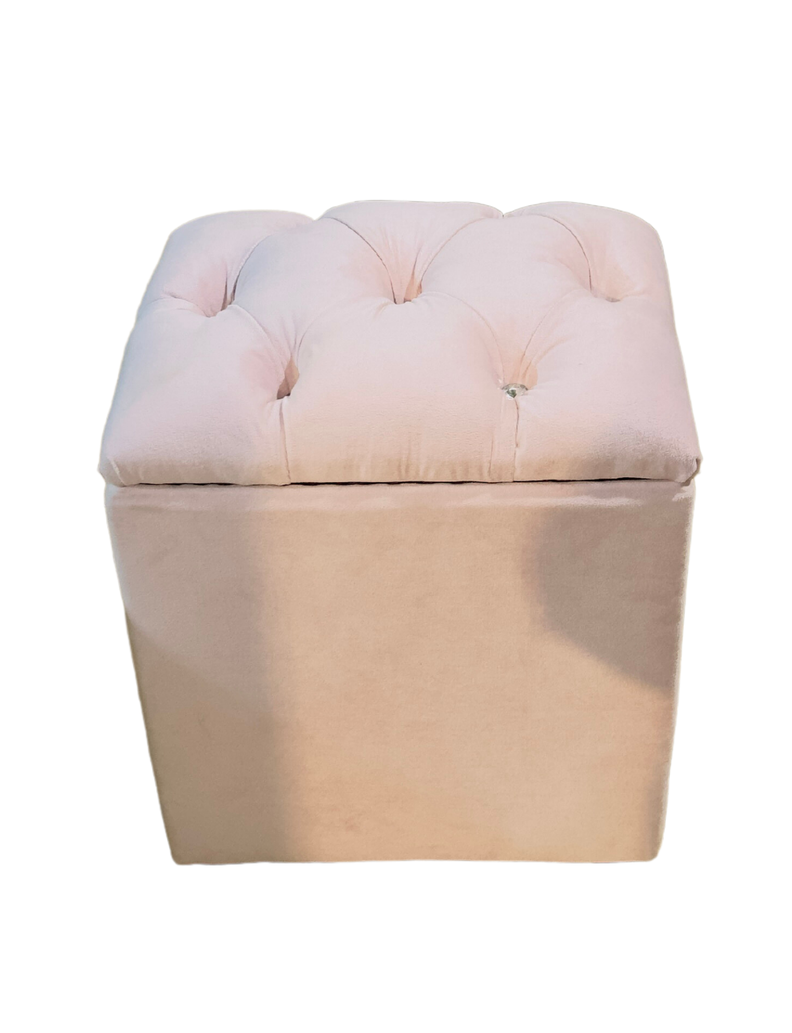 Pouf Baul Capitoné Rosa Pastel Diamante -5