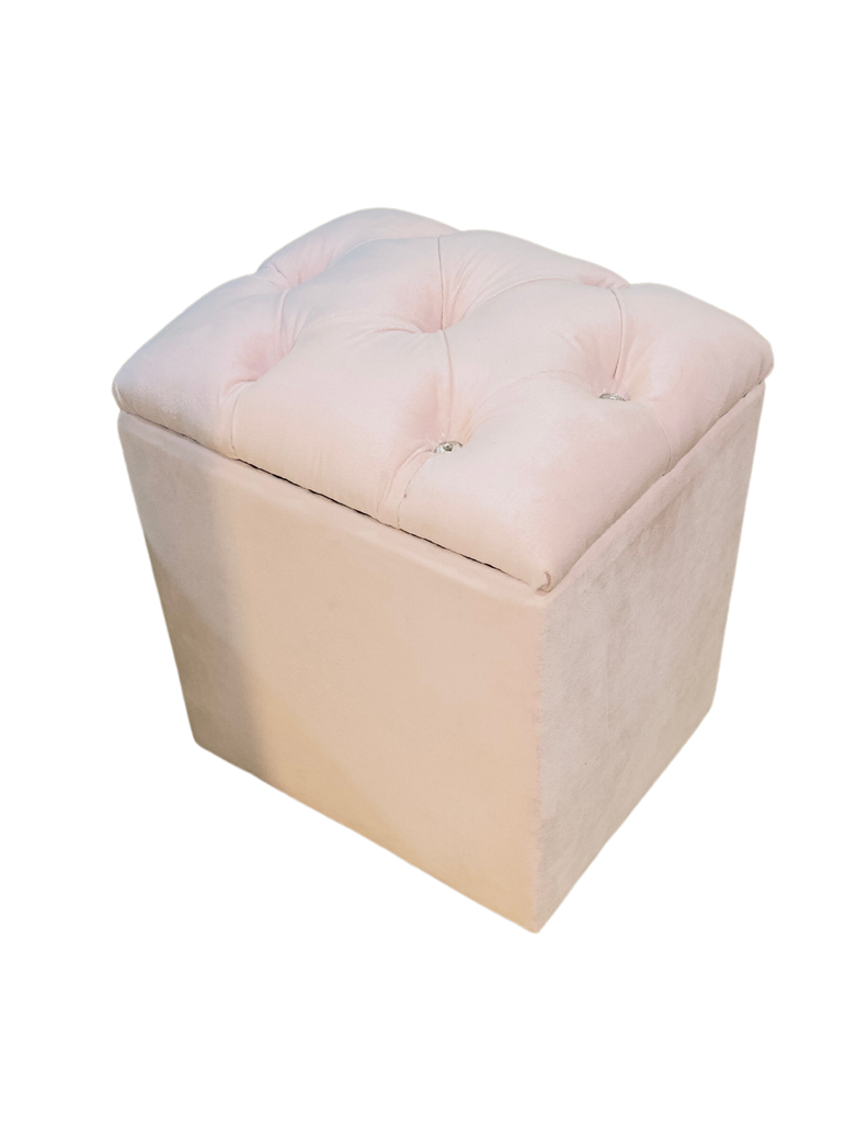 Pouf Baul Capitoné Rosa Pastel Diamante -2