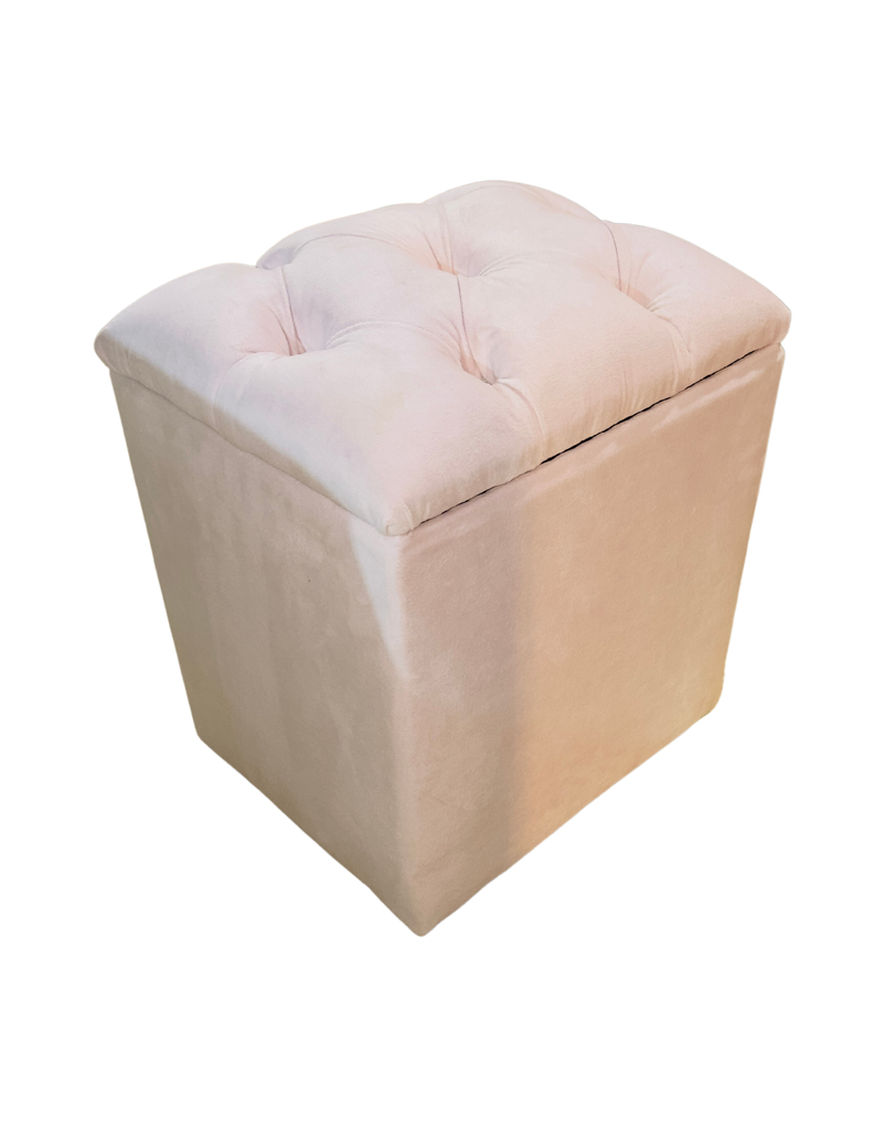Pouf Baul Capitoné Rosa Pastel Diamante -1