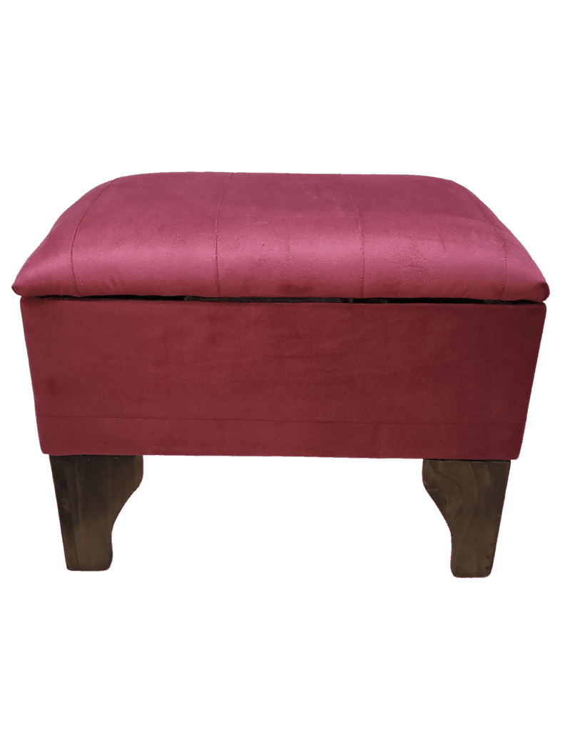 Banqueta Baúl Tubular Ladrillo Felpa 60x40x45x20 Rimar-0