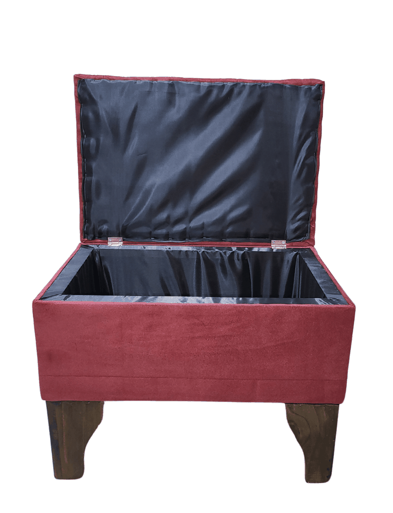 Banqueta Baúl Tubular Ladrillo Felpa 60x40x45x20 Rimar-6