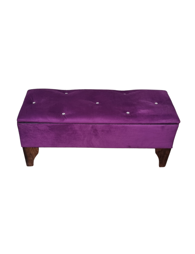 Banqueta Baul Botoné Morado Diamante Felpa-0
