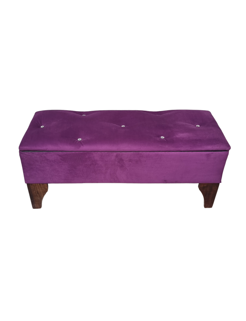 Banqueta Baul Botoné Morado Diamante Felpa-2