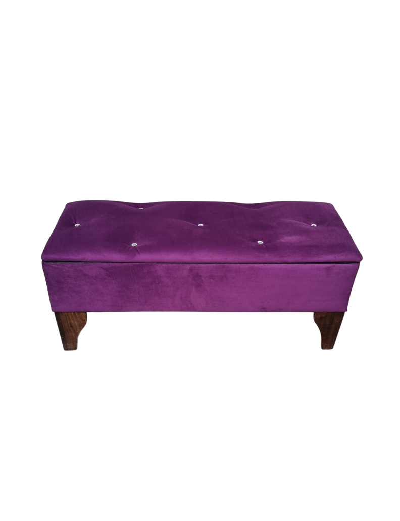 Banqueta Baul Botoné Morado Diamante Felpa-4