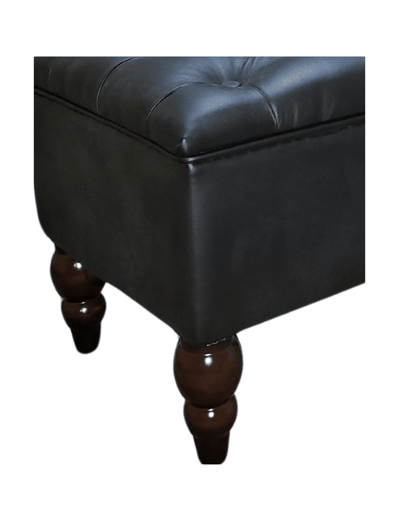 Banqueta Baul Capitoné Reina negra en eco cuero PU 120x40x42x20 Rimar-0