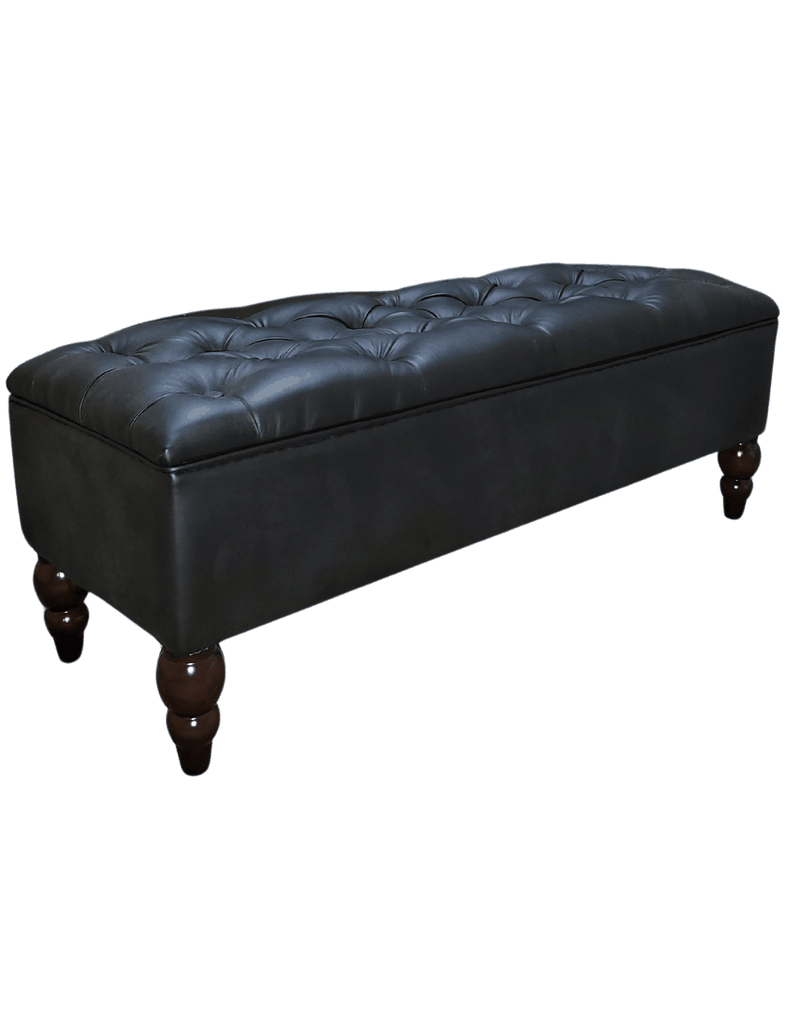 Banqueta Baul Capitoné Reina negra en eco cuero PU 120x40x42x20 Rimar-1