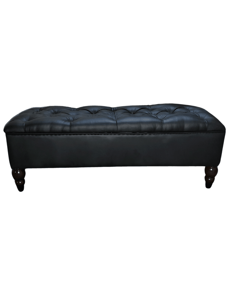 Banqueta Baul Capitoné Reina negra en eco cuero PU 120x40x42x20 Rimar-2