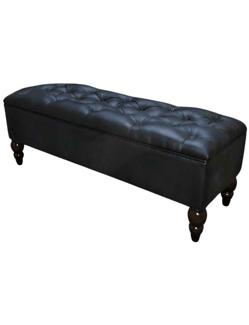 Banqueta Baul Capitoné Reina negra en eco cuero PU 120x40x42x20 Rimar-3