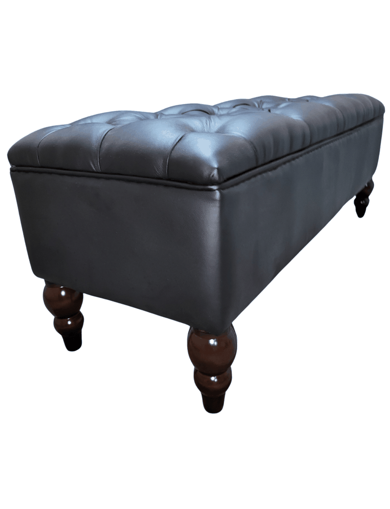 Banqueta Baul Capitoné Reina negra en eco cuero PU 120x40x42x20 Rimar-4