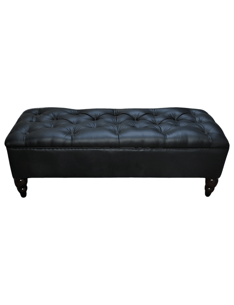 Banqueta Baul Capitoné Reina negra en eco cuero PU 120x40x42x20 Rimar-5