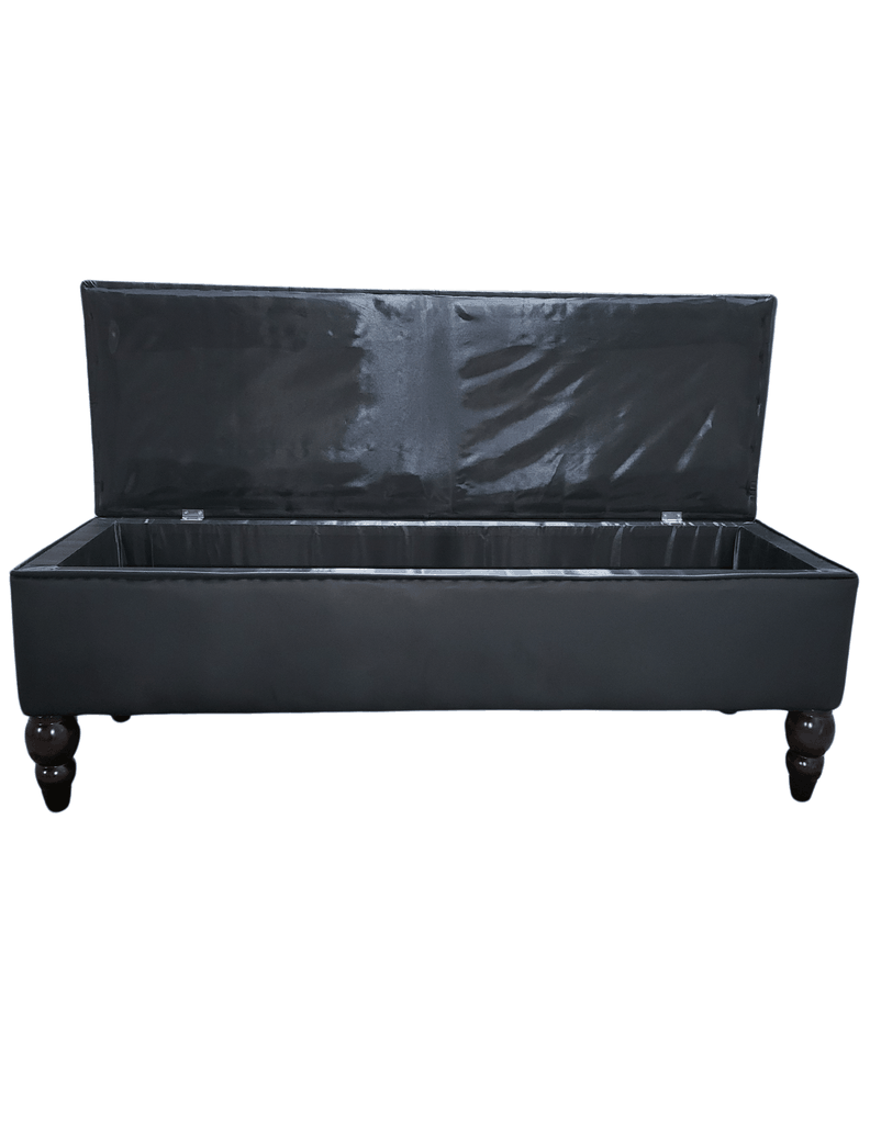 Banqueta Baul Capitoné Reina negra en eco cuero PU 120x40x42x20 Rimar-7