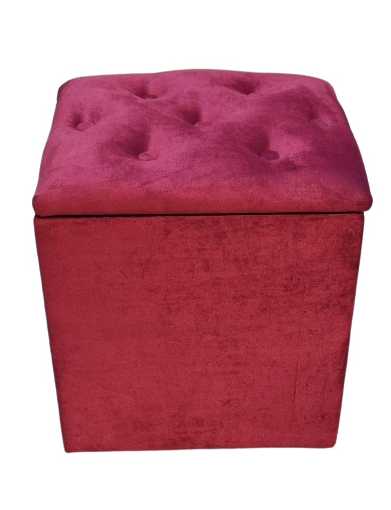 Pouf Baul Burdeo Felpa Botone 40x33x50 Rimar-0