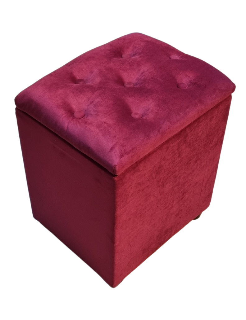Pouf Baul Burdeo Felpa Botone 40x33x50 Rimar-1