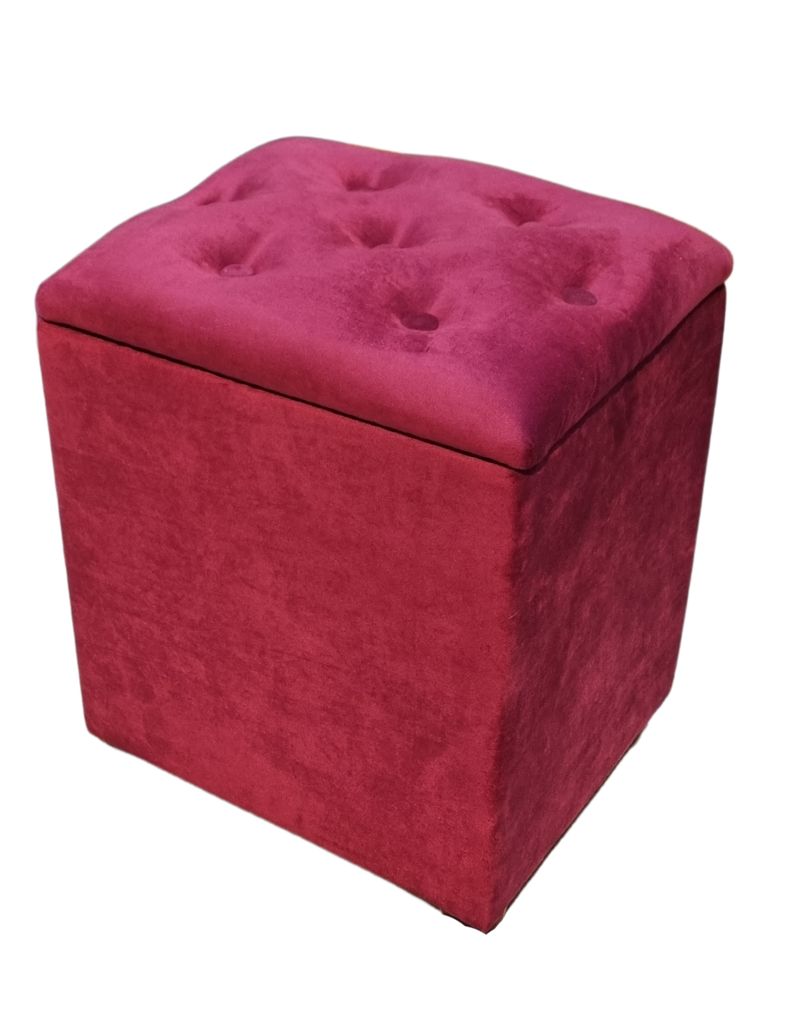 Pouf Baul Burdeo Felpa Botone 40x33x50 Rimar-2