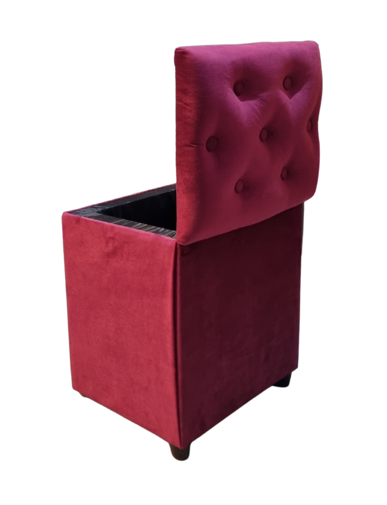 Pouf Baul Burdeo Felpa Botone 40x33x50 Rimar-3