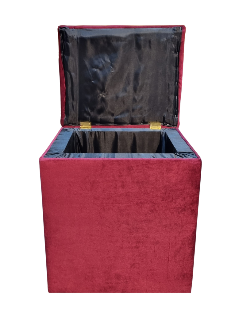 Pouf Baul Burdeo Felpa Botone 40x33x50 Rimar-4