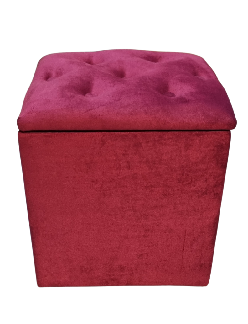 Pouf Baul Burdeo Felpa Botone 40x33x50 Rimar-5