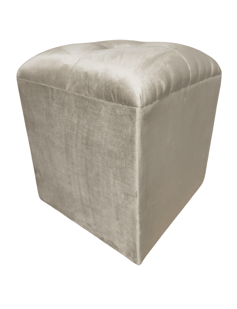 Pouf Beige Felpa Botón 40x40x45 Rimar-1