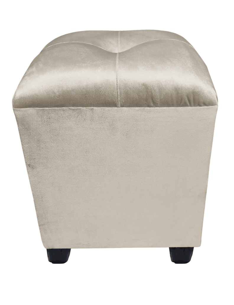 Pouf Beige Felpa Botón 40x40x45 Rimar-2
