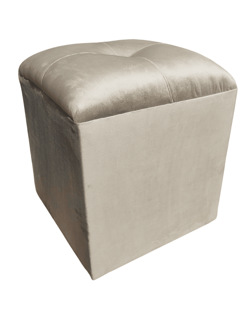 Pouf Beige Felpa Botón 40x40x45 Rimar-3