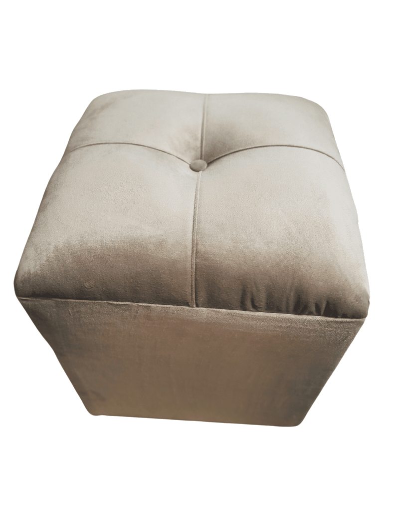 Pouf Beige Felpa Botón 40x40x45 Rimar-4