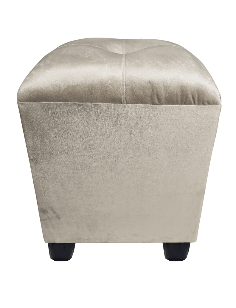 Pouf Beige Felpa Botón 40x40x45 Rimar-5