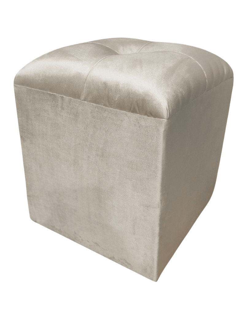 Pouf Beige Felpa Botón 40x40x45 Rimar-6