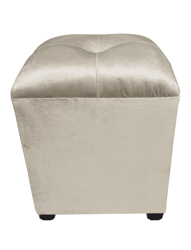 Pouf Beige Felpa Botón 40x40x45 Rimar-7