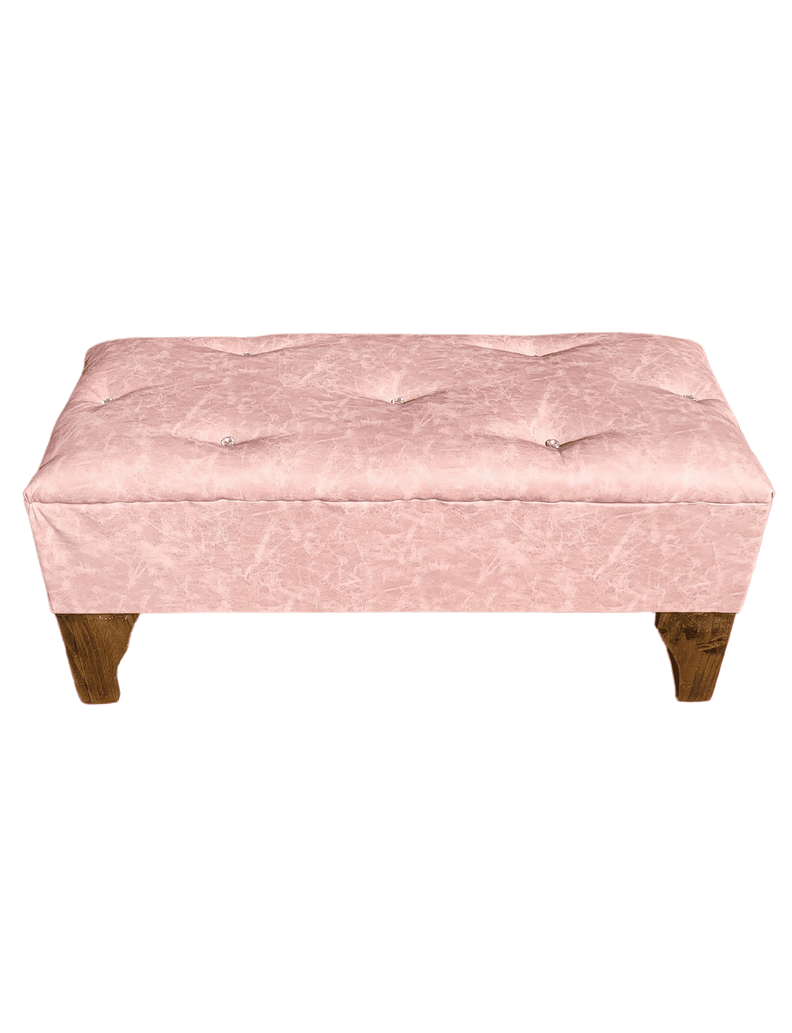 Banqueta Botón Diamante Palo Rosa Eco Cuero 100x40x40 Rimar-0