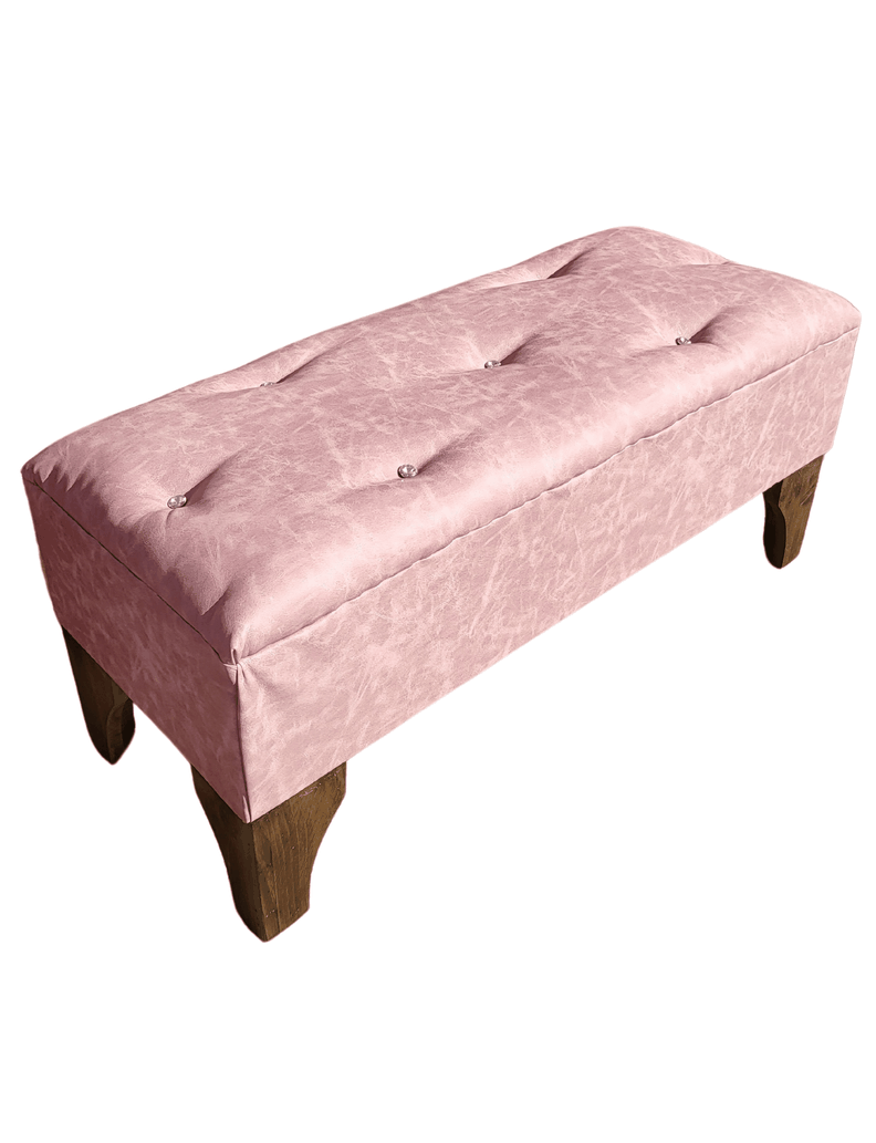 Banqueta Botón Diamante Palo Rosa Eco Cuero 100x40x40 Rimar-1
