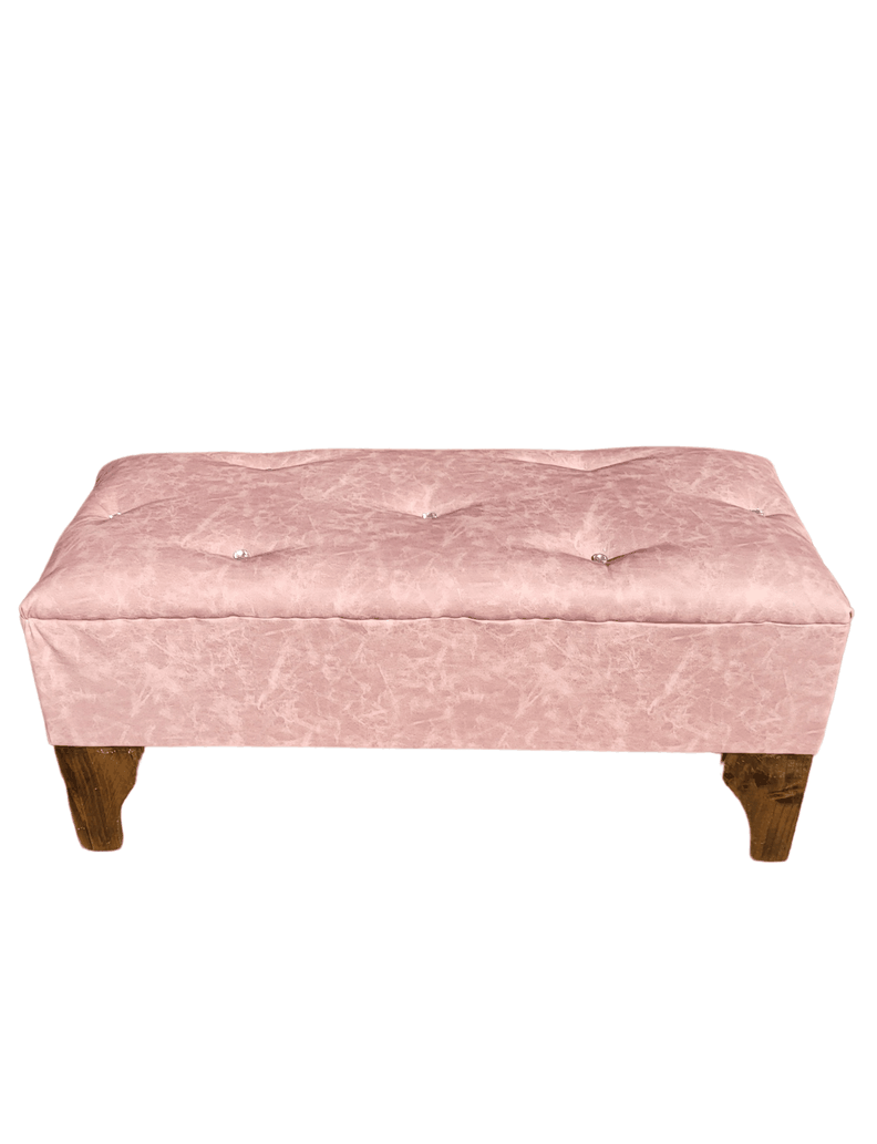 Banqueta Botón Diamante Palo Rosa Eco Cuero 100x40x40 Rimar-2