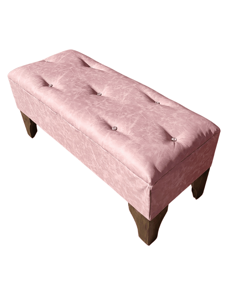 Banqueta Botón Diamante Palo Rosa Eco Cuero 100x40x40 Rimar-3
