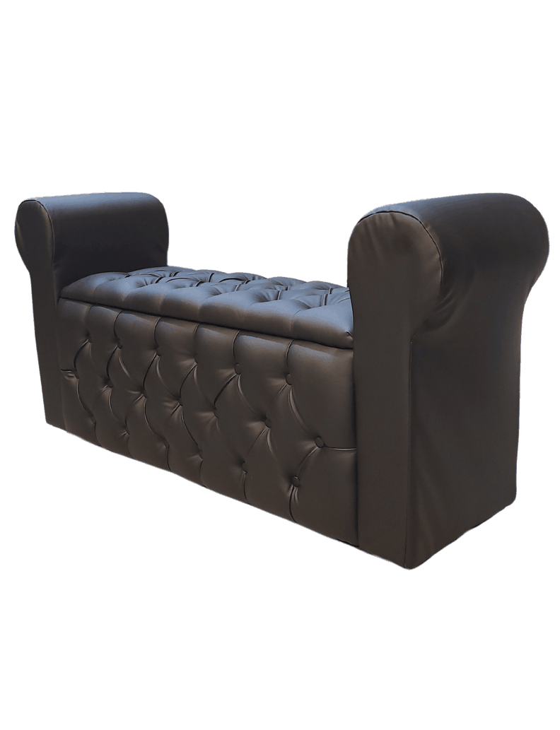 Banqueta Baúl Botone Con Brazos Negro Eco Cuero-2