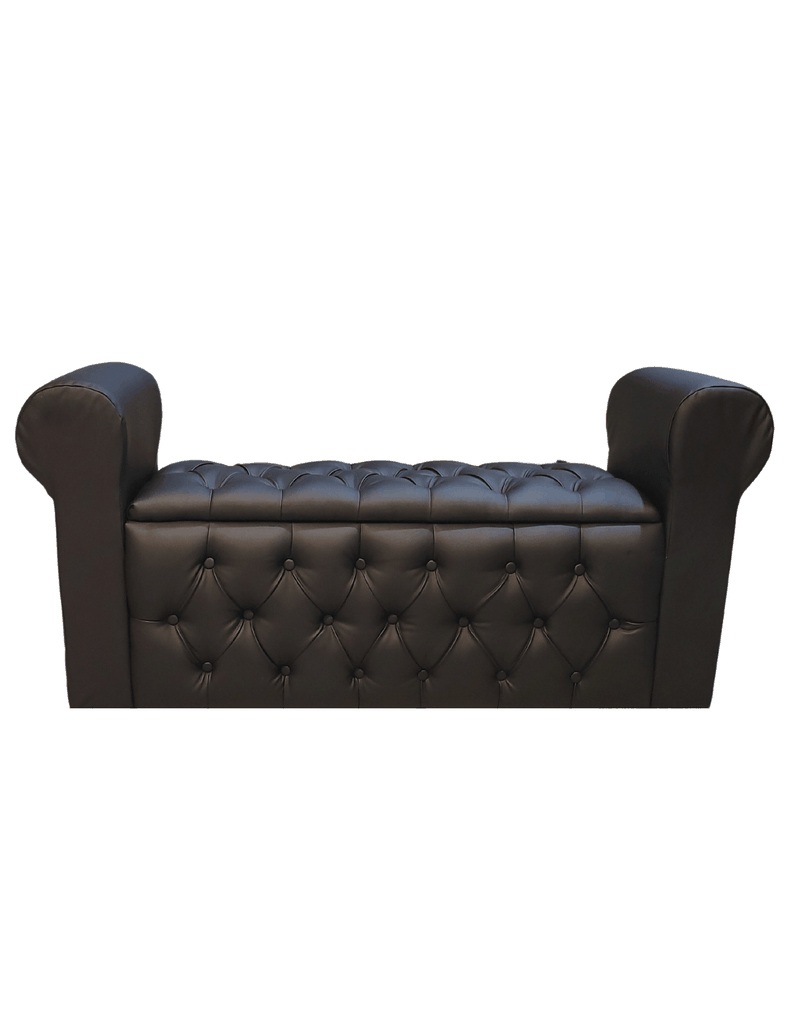 Banqueta Baúl Botone Con Brazos Negro Eco Cuero-5