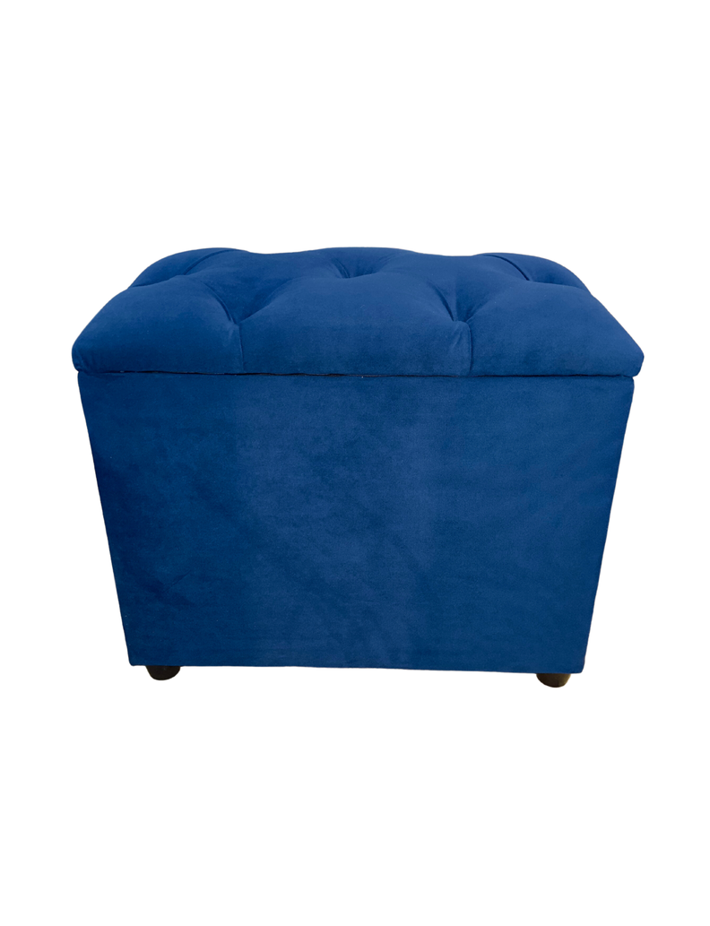 Banqueta Baul Capitoné Azul Marino Felpa -0