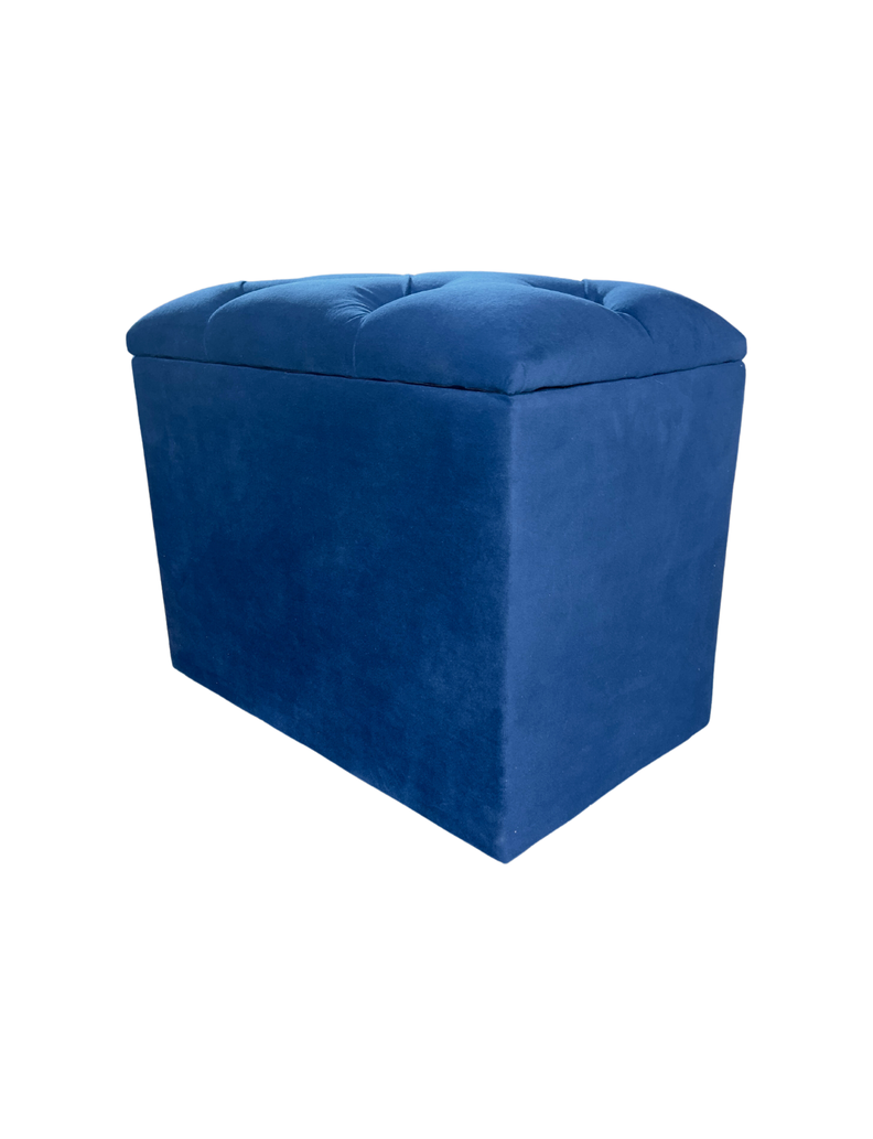 Banqueta Baul Capitoné Azul Marino Felpa -2