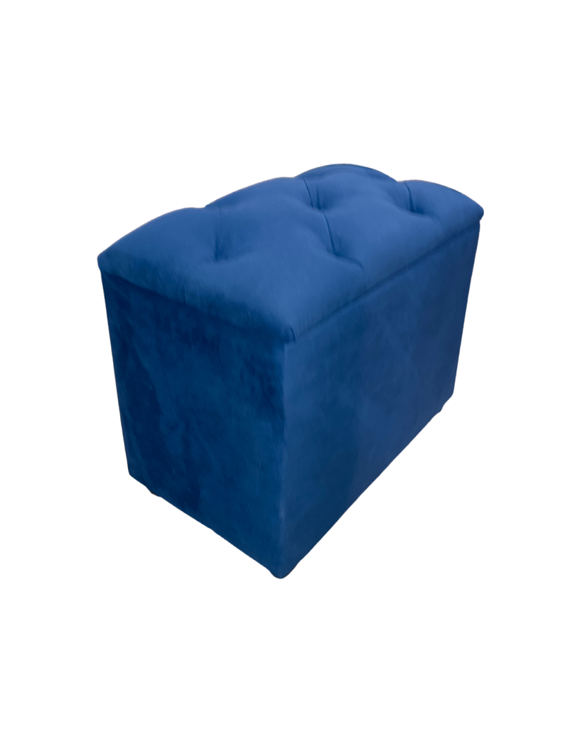Banqueta Baul Capitoné Azul Marino Felpa -1