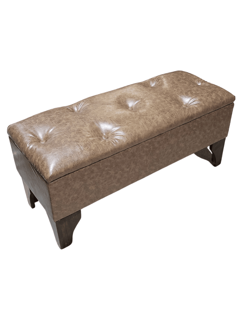 Baúl Botone Miel Marmoleado Eco Cuero Rimar 105x40x45x20-1